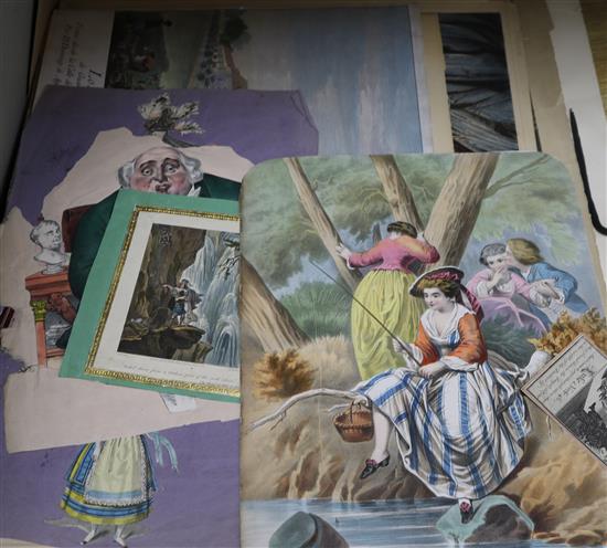 A folio of assorted 19th century and later prints